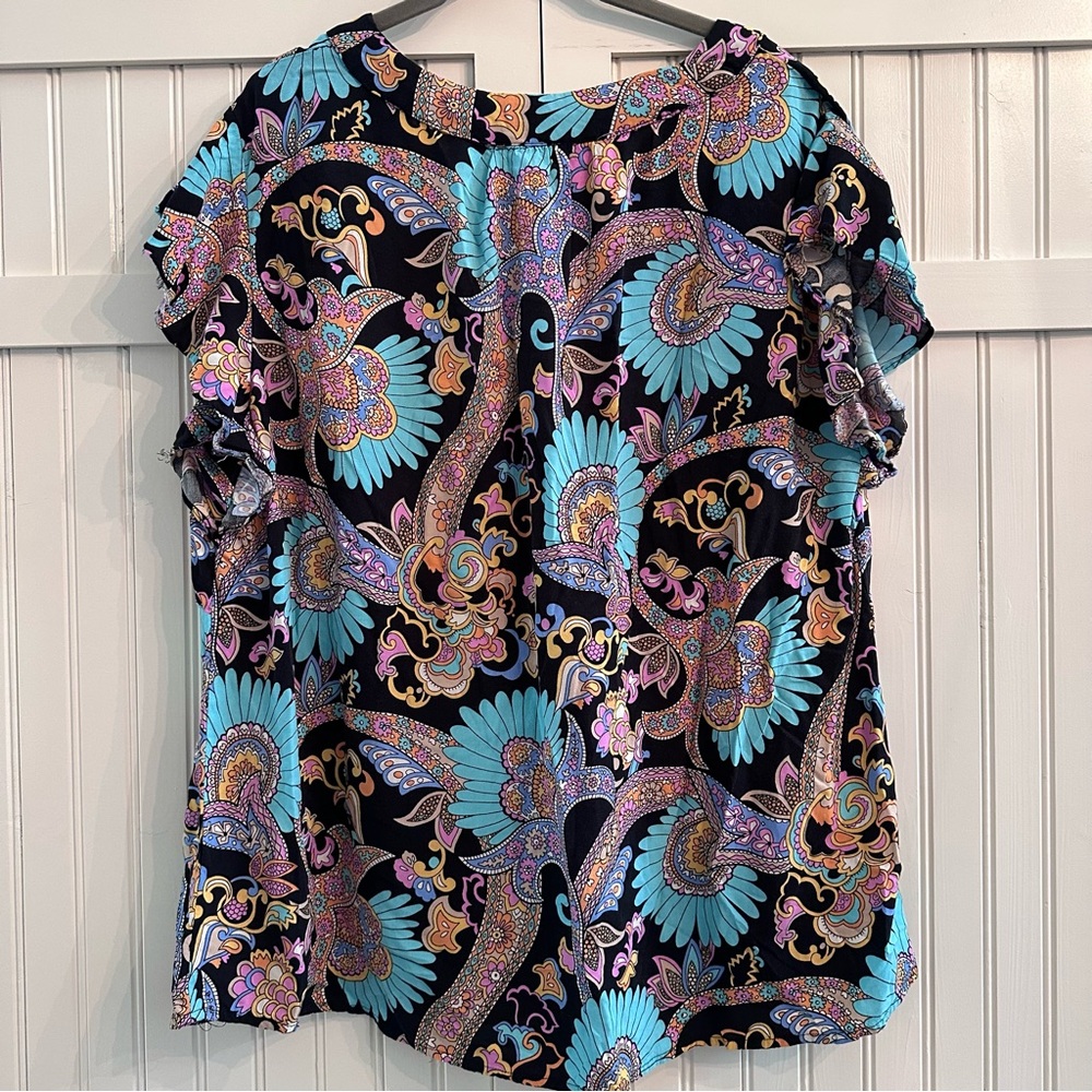 Haute Hippie Multicolor Paisley Ruffle Blouse - Picture 2 of 3